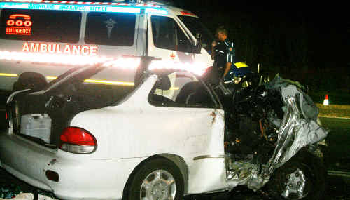 Emergency crews at the scene of the crash in which the 36-year-old man died. Emergency crews at the scene of the crash in which the 36-year-old man died.