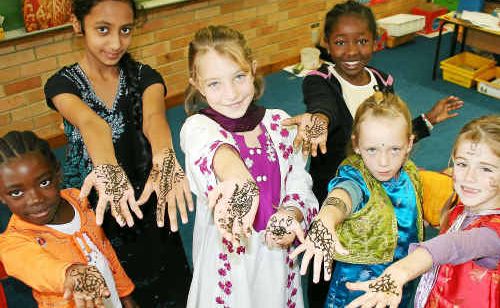 The students loved the swirls and design of traditional henna painting. The students loved the swirls and design of traditional henna painting.