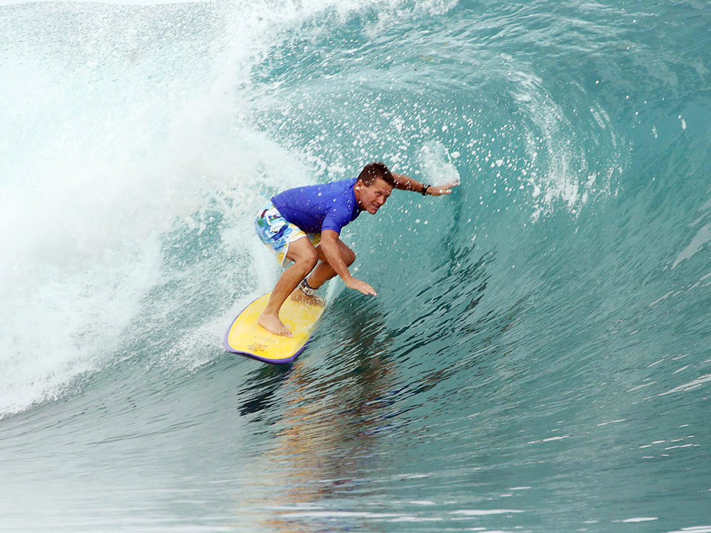 Neil Cameron of Byron Bay gets a tube at Macaronis in the Mentawai Islands in Indonesia. Neil has been selected to surf in the World Masters Titles in Panama in September. Neil Cameron of Byron Bay gets a tube at Macaronis in the Mentawai Islands in Indonesia. Neil has been selected to surf in the World Masters Titles in Panama in September.