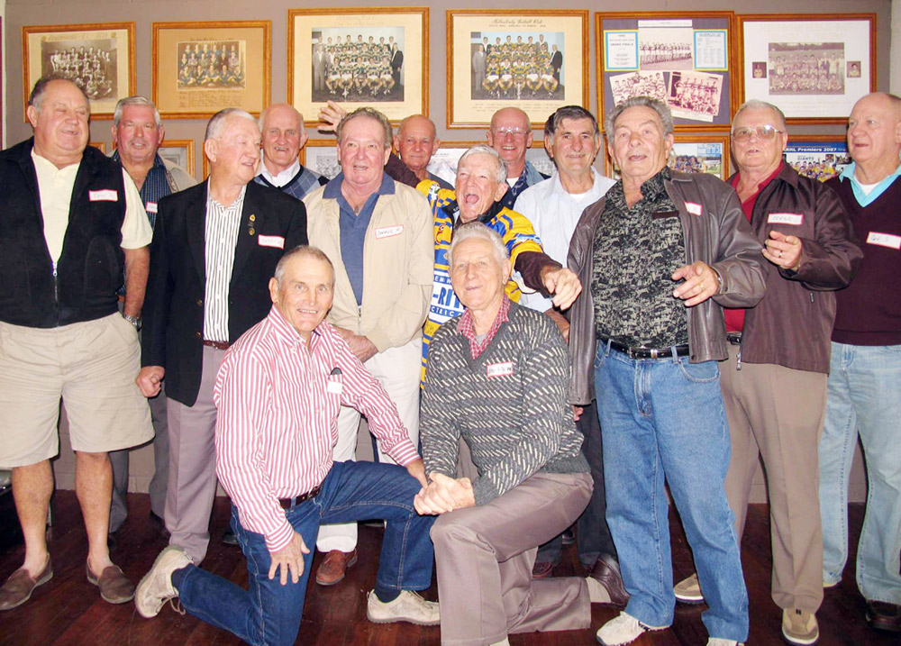 Legendary rugby league coach Ken McMorrow (centre, in jersey) with some of the 1960 champions of the Mullumbimby Rugby League Club, plus club patron Ross Tucker. Legendary rugby league coach Ken McMorrow (centre, in jersey) with some of the 1960 champions of the Mullumbimby Rugby League Club, plus club patron Ross Tucker.