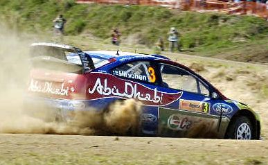 Finnish rally driver Mikko Hirvonen competing in last year’s Repco Rally Australia near Kyogle in his Ford Focus. Finnish rally driver Mikko Hirvonen competing in last year’s Repco Rally Australia near Kyogle in his Ford Focus.
