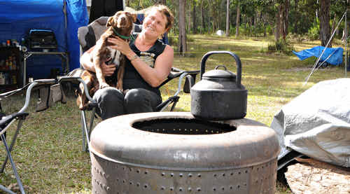 Corry O’Neill and Zena are among a handful of early arrivals at the Muster site. Corry O’Neill and Zena are among a handful of early arrivals at the Muster site.