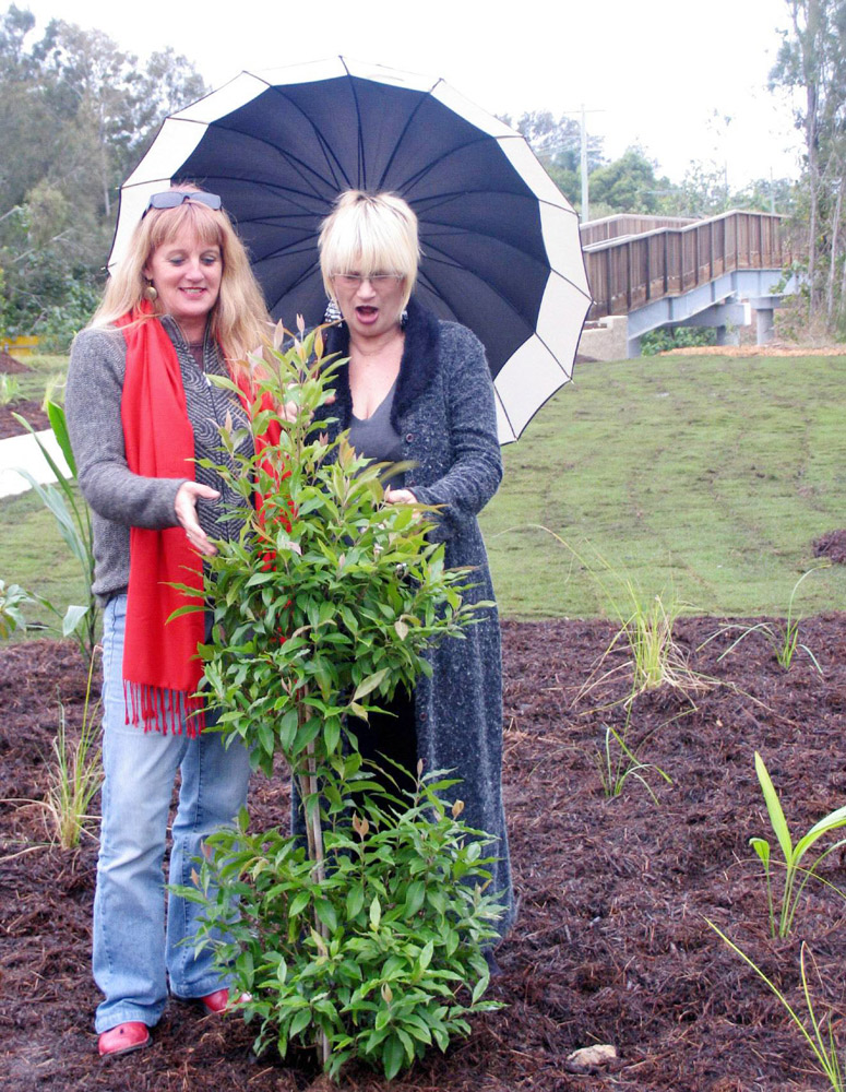 Angela Dunlop, left, and Kathy Norley, from the Helen Street Bridge Committee, are thrilled to be at the newly landscaped western end of the bridge. Angela Dunlop, left, and Kathy Norley, from the Helen Street Bridge Committee, are thrilled to be at the newly landscaped western end of the bridge.