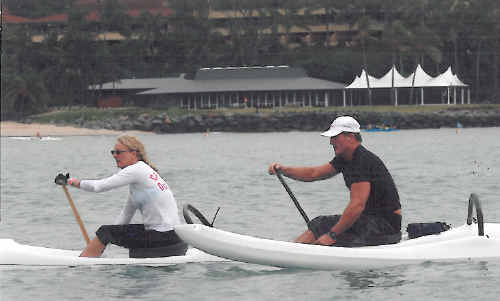 Erin Robertson and Bill Jarvis paddling at the Hamilton Cup. Erin Robertson and Bill Jarvis paddling at the Hamilton Cup.