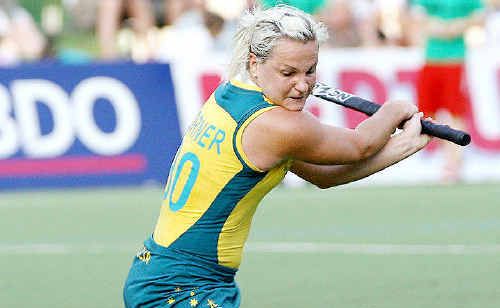 Ipswich and Australian hockey striker Amy Korner shapes to unleash a tomahawk during her recent European tour. Ipswich and Australian hockey striker Amy Korner shapes to unleash a tomahawk during her recent European tour.