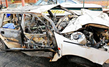 The wreck of the car in which a young woman died after a crash on Bundaberg Bargara Road in the early hours of May 27. The wreck of the car in which a young woman died after a crash on Bundaberg Bargara Road in the early hours of May 27.