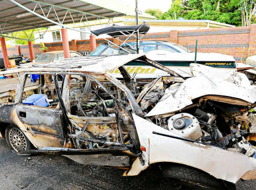 The wreck of the car in which a young woman died after a crash on Bundaberg Bargara Road in the early hours of May 27. The wreck of the car in which a young woman died after a crash on Bundaberg Bargara Road in the early hours of May 27.