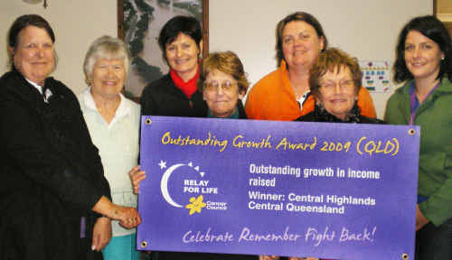AWARD HONOURS: Central Highlands Relay For Life committee members received the 2009 Outstanding Growth Award at the recent Queensland Relay For Life Awards. cont AWARD HONOURS: Central Highlands Relay For Life committee members received the 2009 Outstanding Growth Award at the recent Queensland Relay For Life Awards. cont