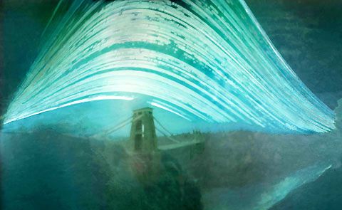 Photographer Justin Quinnell strapped the camera to a telephone pole overlooking the Gorge, where it was left between December 19, 2007 and June 21, 2008 - the winter and summer solstices - for a 15,552,000 second exposure. Photographer Justin Quinnell strapped the camera to a telephone pole overlooking the Gorge, where it was left between December 19, 2007 and June 21, 2008 - the winter and summer solstices - for a 15,552,000 second exposure.