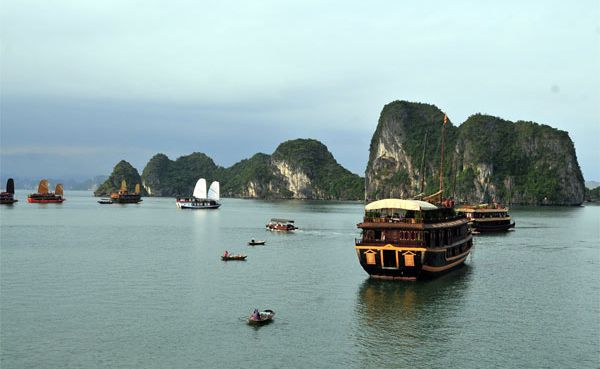 The karst landscape of Halong Bay. The karst landscape of Halong Bay.
