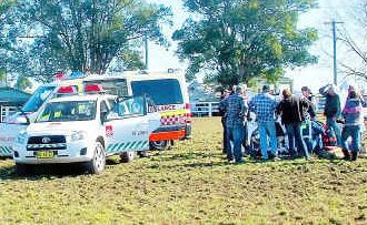The scene at Ulmarra Campdraft after a 15-year-old fell from his horse. The boy was transferred to Gold Coast Hospital and remains in a coma in the intensive care unit. The scene at Ulmarra Campdraft after a 15-year-old fell from his horse. The boy was transferred to Gold Coast Hospital and remains in a coma in the intensive care unit.