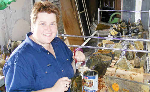 Leyburn Sprints committee member Amanda Young gets the prestigious slate trophies ready for the event. Leyburn Sprints committee member Amanda Young gets the prestigious slate trophies ready for the event.