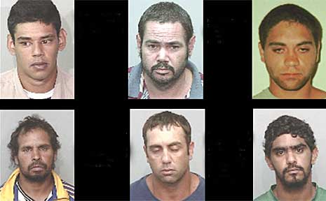 Wanted men (clockwise from top left) Cameron Leslie Ferguson, Craig Paul Smith, Ivan Phillip Dumas, Wayne Ridgeway, Russell Shane Dungay, and Jason Bruce Roberts. Wanted men (clockwise from top left) Cameron Leslie Ferguson, Craig Paul Smith, Ivan Phillip Dumas, Wayne Ridgeway, Russell Shane Dungay, and Jason Bruce Roberts.