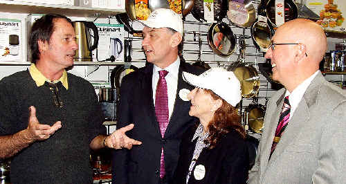 Alex Smith (left), owner of Abellissimo kitchen shop in Ballina, chats with (from left) Federal Small Business Minister Craig Emerson, Page MP Janelle Saffin and Ballina Chamber of Commerce chairman Glenn Costello. Alex Smith (left), owner of Abellissimo kitchen shop in Ballina, chats with (from left) Federal Small Business Minister Craig Emerson, Page MP Janelle Saffin and Ballina Chamber of Commerce chairman Glenn Costello.