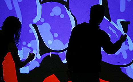 The digital graffiti wall is currently touring Canada, hitting parties, clubs, and bars The digital graffiti wall is currently touring Canada, hitting parties, clubs, and bars