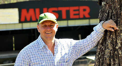 Muster Chairman Carl Green says the Muster main stages iconic red sign will be changed to yellow this week to match new major sponsor Optus’ corporate branding. Muster Chairman Carl Green says the Muster main stages iconic red sign will be changed to yellow this week to match new major sponsor Optus’ corporate branding.