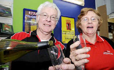 Here's cheers: Barker Street newsagents John and Wendy Lane celebrate selling the winning $1 million Lotto ticket at their Casino newsagency. Here's cheers: Barker Street newsagents John and Wendy Lane celebrate selling the winning $1 million Lotto ticket at their Casino newsagency.