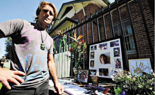 Jai Morcom’s father Steve Drummond remembers his son outside Mullumbimby High School Jai Morcom’s father Steve Drummond remembers his son outside Mullumbimby High School