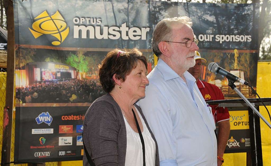 Kathy Kane and Brian Sansom address the Apexians and Muster sponsors on Saturday. Kathy Kane and Brian Sansom address the Apexians and Muster sponsors on Saturday.