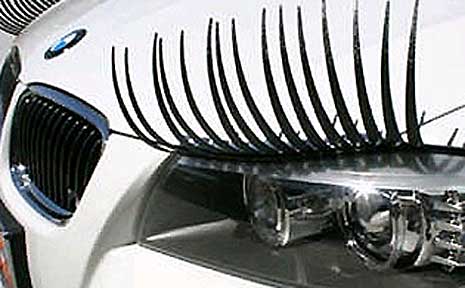 The eyelashes can be fitted easily to the headlights of most cars. The eyelashes can be fitted easily to the headlights of most cars.