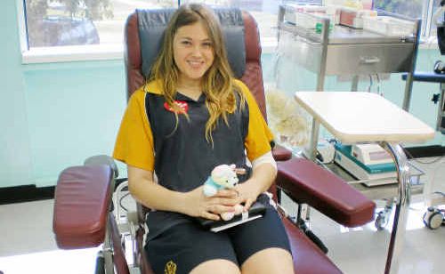 Tara Ingham donates blood for the first time. Tara Ingham donates blood for the first time.