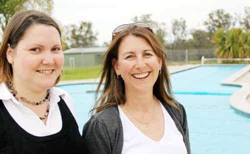 Warwick Christian College teacher-in-charge Moira Coates with parent Sharon Ryan, who sponsors the pool’s up-keep. Warwick Christian College teacher-in-charge Moira Coates with parent Sharon Ryan, who sponsors the pool’s up-keep.