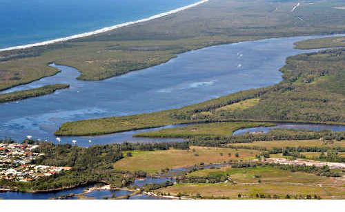 An aerial view of the Pumicestone Passage An aerial view of the Pumicestone Passage