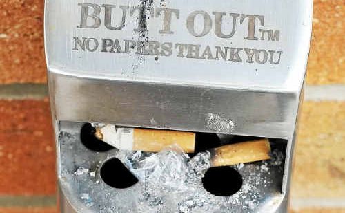 One of the Butt Out cigarette disposal receptacles in the Bundaberg CBD. One of the Butt Out cigarette disposal receptacles in the Bundaberg CBD.