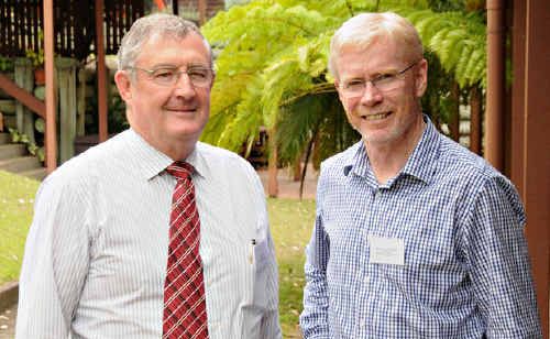 Mayor Ron Dyne and State Government Business and Industry Development executive Malcolm Letts at yesterday’s Blueprint for the Bush dialogue in Gympie. Mayor Ron Dyne and State Government Business and Industry Development executive Malcolm Letts at yesterday’s Blueprint for the Bush dialogue in Gympie.