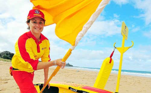 Lifeguard Tenielle Dunkley battles the wind while on duty at Kelly’s Beach. Lifeguard Tenielle Dunkley battles the wind while on duty at Kelly’s Beach.