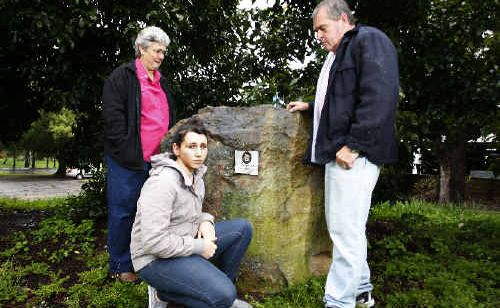 Standing at the vandalised memorial to their son Corey at Richards Oval in Lismore yesterday are Mark and Ann New with their daughter Jessie. Corey died with three school friends from Kadina High School in a car crash near Suffolk Park in October 2006. Standing at the vandalised memorial to their son Corey at Richards Oval in Lismore yesterday are Mark and Ann New with their daughter Jessie. Corey died with three school friends from Kadina High School in a car crash near Suffolk Park in October 2006.