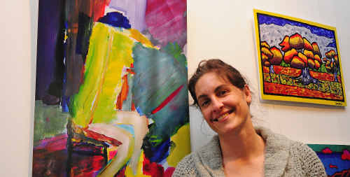 Lisa Stokes with her painting Woman Sitting, one of the works on show this week at the CHESS art exhibition. Lisa Stokes with her painting Woman Sitting, one of the works on show this week at the CHESS art exhibition.