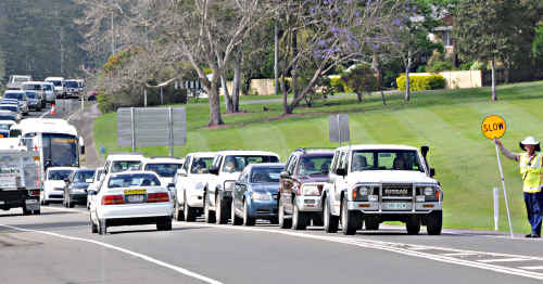 Peak hour traffic at Normanby bridge yesterday morning. Peak hour traffic at Normanby bridge yesterday morning.