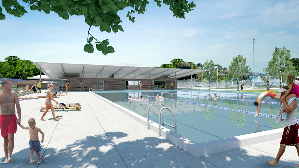 An artist’s impression of new plans for a Bangalow swimming pool. An artist’s impression of new plans for a Bangalow swimming pool.