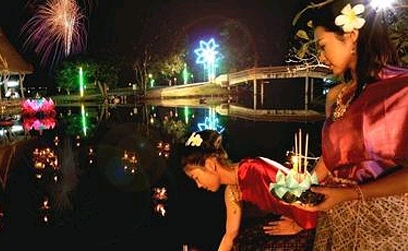 Loi Krathong is one of Thailand's most atmospheric traditional festivals, where decorated banana leaf rafts are set afloat on any body of water by revellers. Loi Krathong is one of Thailand's most atmospheric traditional festivals, where decorated banana leaf rafts are set afloat on any body of water by revellers.