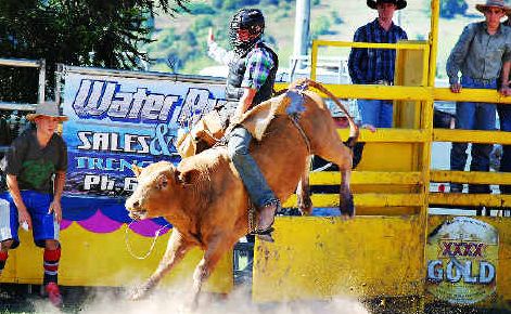 Joshua Lock, 17, of Wardell, has no trouble staying on this bucking bull and taking out the 2nd Division Bull-Ride. Joshua Lock, 17, of Wardell, has no trouble staying on this bucking bull and taking out the 2nd Division Bull-Ride.