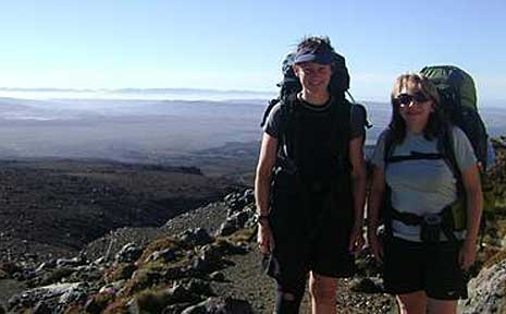 Diana Clement and her tramping companion Kay Haynes. Diana Clement and her tramping companion Kay Haynes.