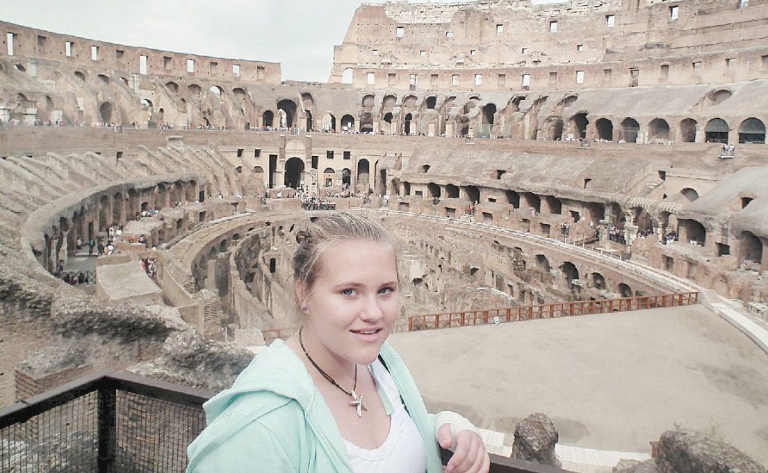 Aby Chapman looks over the Colosseum. Aby Chapman looks over the Colosseum.