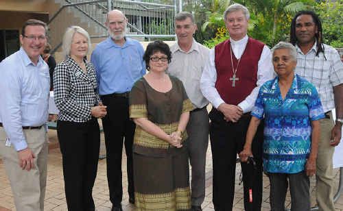 David Gibson, Dianne Goosen (Brisbane Catholic Education head of Teaching and Learning, Father Patrick Cassidy Parish Priest, Senator John Hogg, Bishop Brian Finnigan, Gordon Browning and Aunty Olive. And Tricia Kennedy the principal is in there somewhere. David Gibson, Dianne Goosen (Brisbane Catholic Education head of Teaching and Learning, Father Patrick Cassidy Parish Priest, Senator John Hogg, Bishop Brian Finnigan, Gordon Browning and Aunty Olive. And Tricia Kennedy the principal is in there somewhere.
