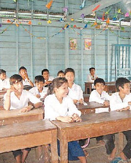 A floating school in Cambodia A floating school in Cambodia