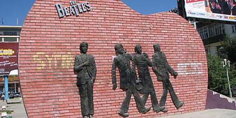 The guitar shaped wall represents the division young Mongolians felt from the West during rock 'n' roll's golden age. The guitar shaped wall represents the division young Mongolians felt from the West during rock 'n' roll's golden age.