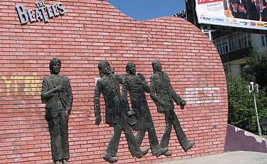 The guitar shaped wall represents the division young Mongolians felt from the West during rock 'n' roll's golden age. The guitar shaped wall represents the division young Mongolians felt from the West during rock 'n' roll's golden age.
