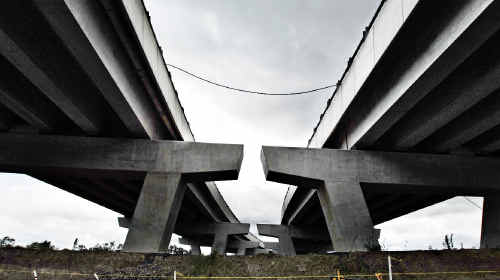 Visible progress: Work continues with minimal delays on two huge concrete overpasses spanning Teven Road on the 12km-long four-lane bypass just south of Ballina. Visible progress: Work continues with minimal delays on two huge concrete overpasses spanning Teven Road on the 12km-long four-lane bypass just south of Ballina.