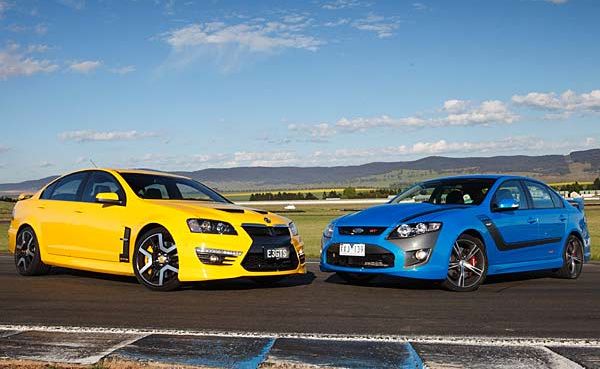 Holden's HSV GTS goes head to head with Ford's FPV GT. Holden's HSV GTS goes head to head with Ford's FPV GT.