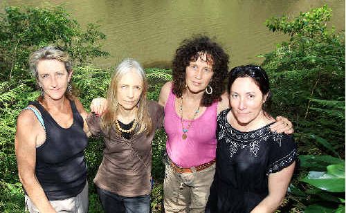 Opponents of damming Byrrill Creek Janaki, Menkit Prince, Robyn Hoopman and Ali Leonard at one of the area’s beauty spots yesterday. Opponents of damming Byrrill Creek Janaki, Menkit Prince, Robyn Hoopman and Ali Leonard at one of the area’s beauty spots yesterday.