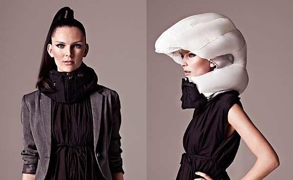 The Hovding airbag collar has been designed to provide the safety aspects of a helmet without destroying your hair style. The Hovding airbag collar has been designed to provide the safety aspects of a helmet without destroying your hair style.