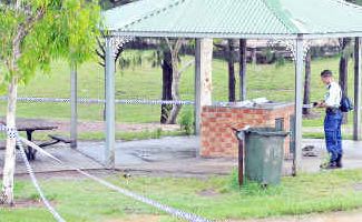 Crime scene: Police tape shows a cordoned off area of Alex Bell Park, also known as Pirate Park, where a man was stabbed yesterday. Crime scene: Police tape shows a cordoned off area of Alex Bell Park, also known as Pirate Park, where a man was stabbed yesterday.