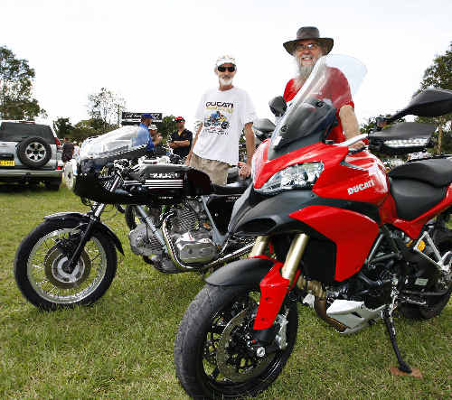Rossco (left), of Mullumbimby, stands with his 1978 Ducati 750 Supersport and Arthur Davis, of Byron Bay, with his 2010 Ducati Multistrada 1200 at the Mullumbimby Show on the weekend. Rossco (left), of Mullumbimby, stands with his 1978 Ducati 750 Supersport and Arthur Davis, of Byron Bay, with his 2010 Ducati Multistrada 1200 at the Mullumbimby Show on the weekend.