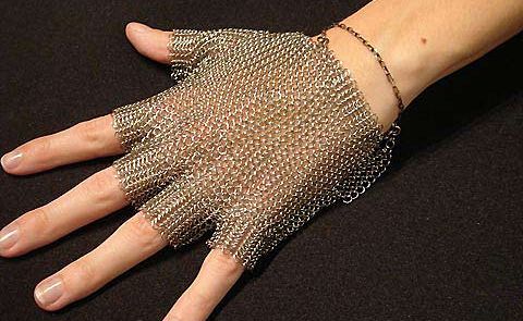 Toby Jones’ chainmail glove. Toby Jones’ chainmail glove.