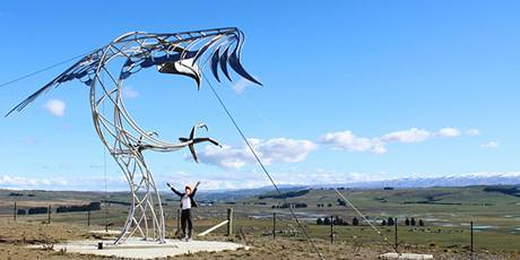 A massive hokioi at the OceanGold Heritage and Art Park watches over a range of historic gold-mining relics. A massive hokioi at the OceanGold Heritage and Art Park watches over a range of historic gold-mining relics.